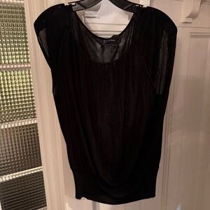 Longchamp Women’s Black Sheer Cap Sleeve Top Size Medium